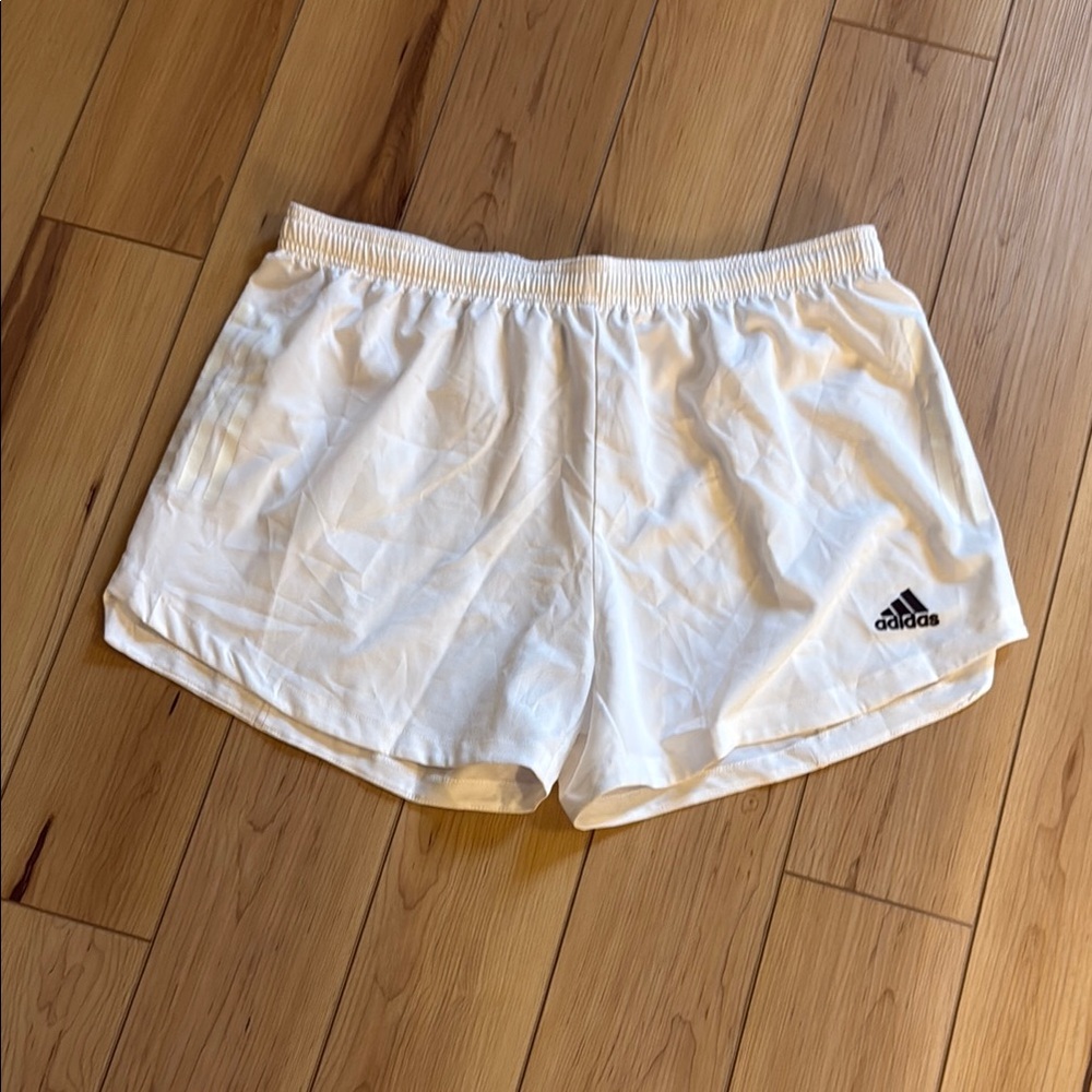 Adidas White Athletic Shorts Lightweight Breathable